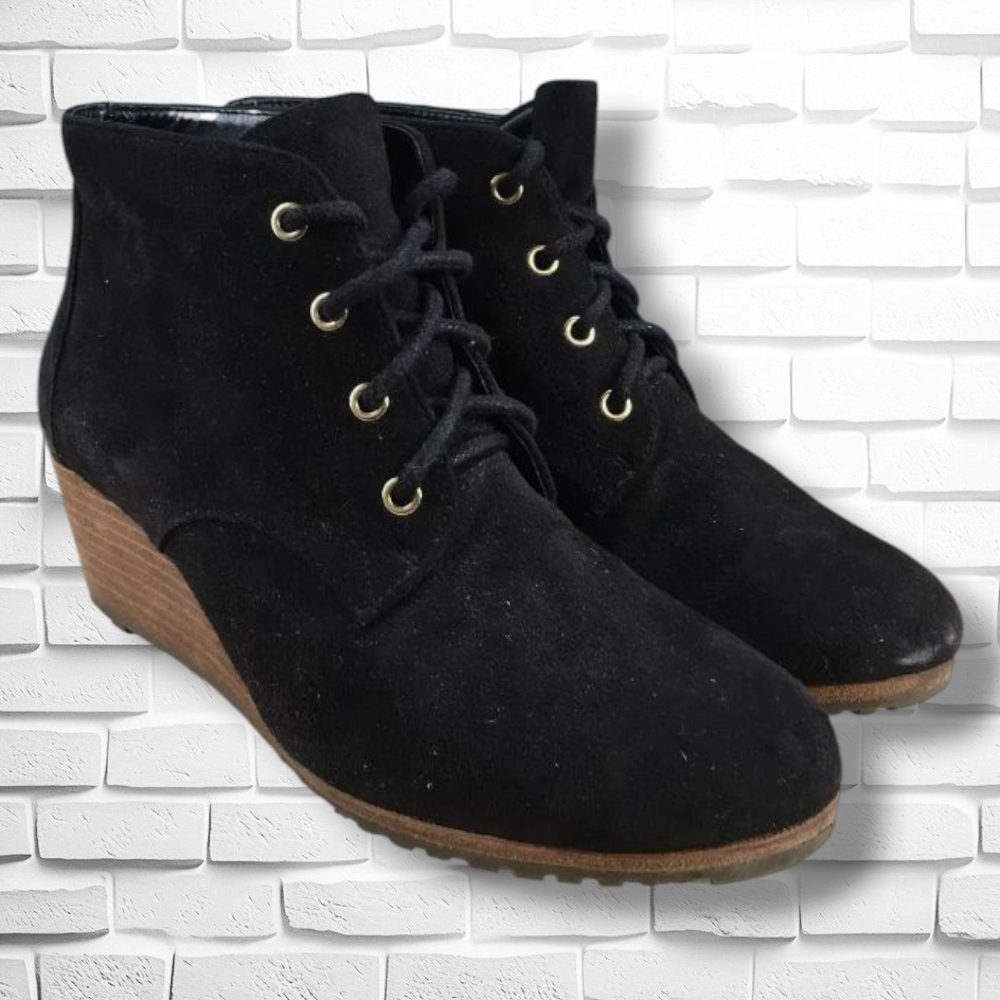 Dr. Scholl’s Black Suede Wedge Ankle Boots – Size 6